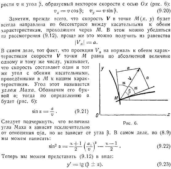 Плоские вихревые движения со сверхзвуковыми скоростями Характеристики Угол Маха