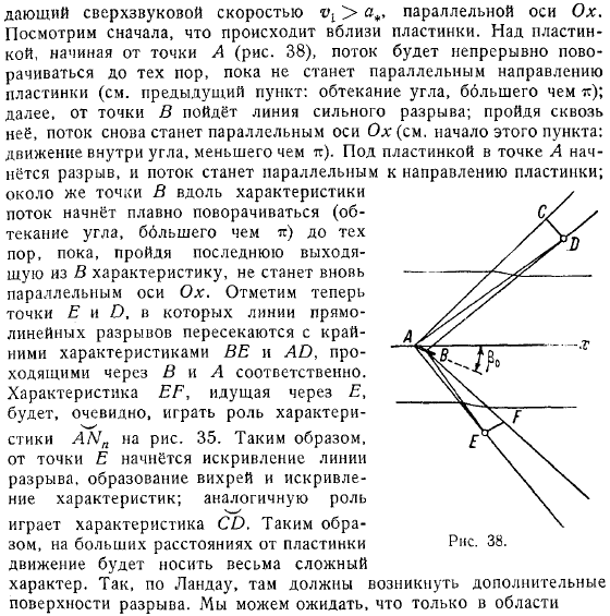 Движение газа около вогнутой поверхности Образование сильного разрыва Движение внутри угла, меньше чем пи Обтекание профиля с острой передней частью