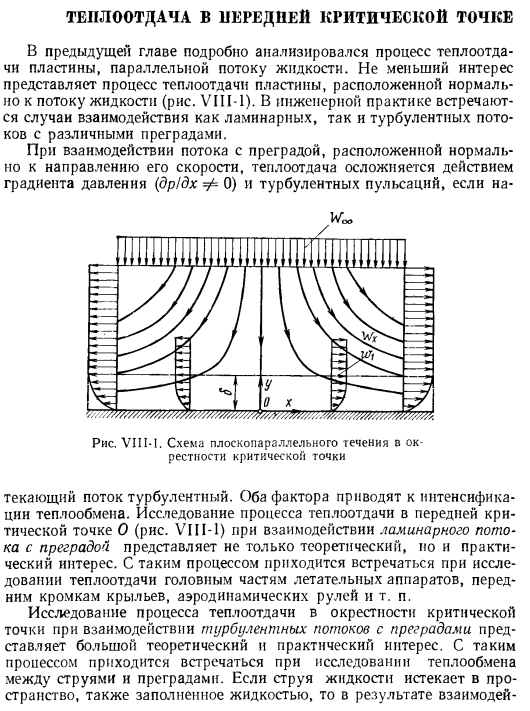 Теплоотдача в передней критической точке