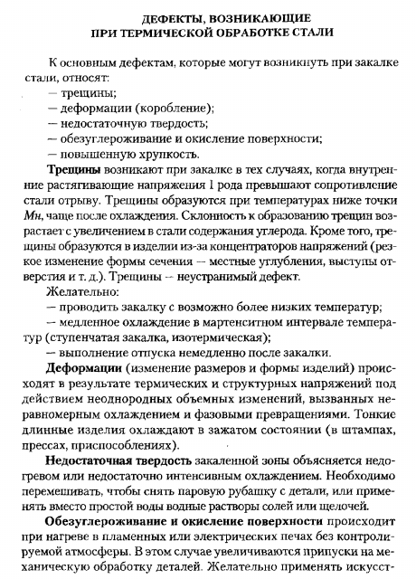 Дефекты, возникающие при термической обработке стали