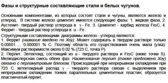 Фазы и структурные составляющие стали и белых чугунов. 