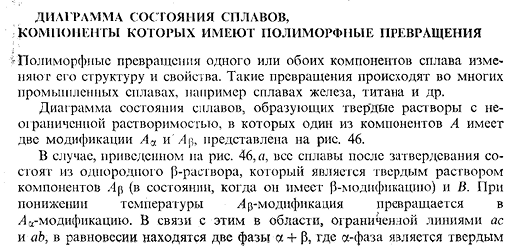 Диаграмма состояния сплавов, компоненты которых имеют полиморфные превращения