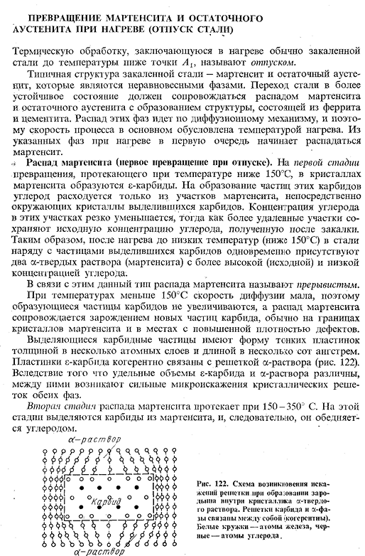 Превращение мартенсита и остаточного аустенита при нагреве (отпуск стали)