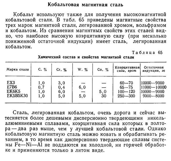 Кобальтовая магнитная сталь