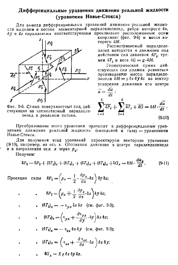 Дифференциальные уравнения движения реальной жидкости (уравнения Навъе-Стокса)