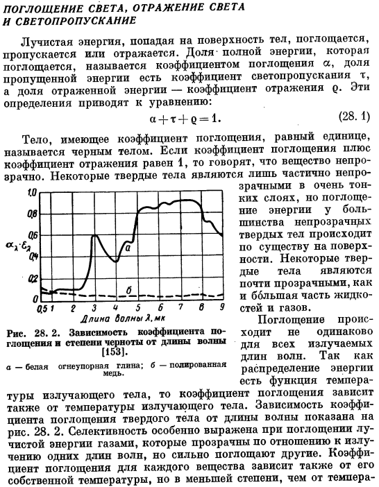 Поглощение света, отражение света и светопропускание