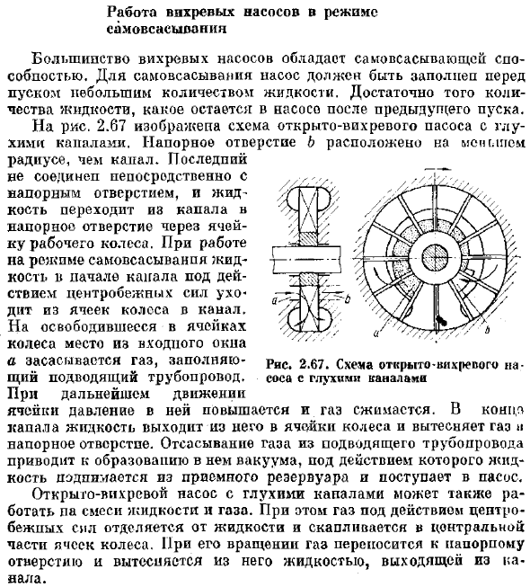 Работа вихревых насосов в режиме самовсасывания