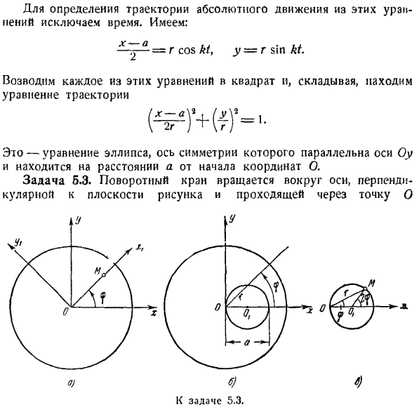 Сложение движений. Определение траекторий и уравнений движения в относительном и абсолютном движениях точки