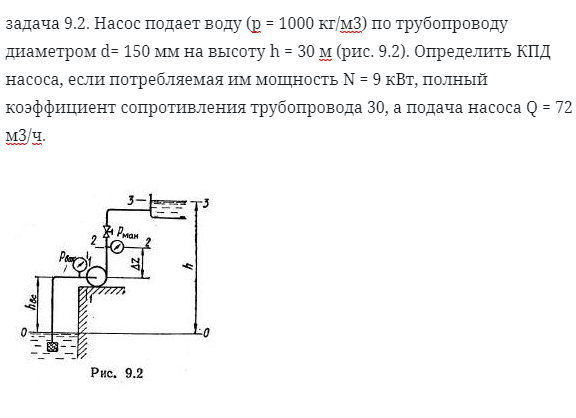 задача 9.2. Насос подает воду 