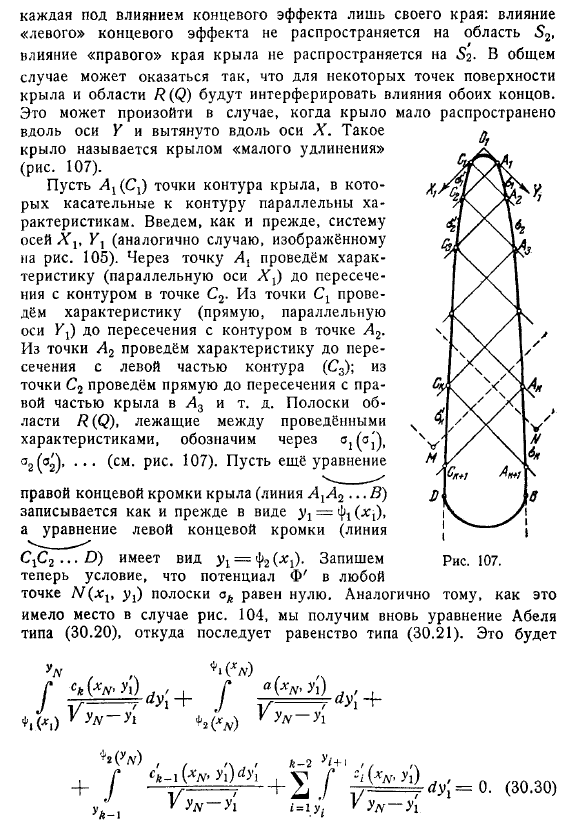 Сверхзвуковое обтекание тонкого крыла конечного размаха произвольной формы в плане. Концевой эффект н вихревая пелена