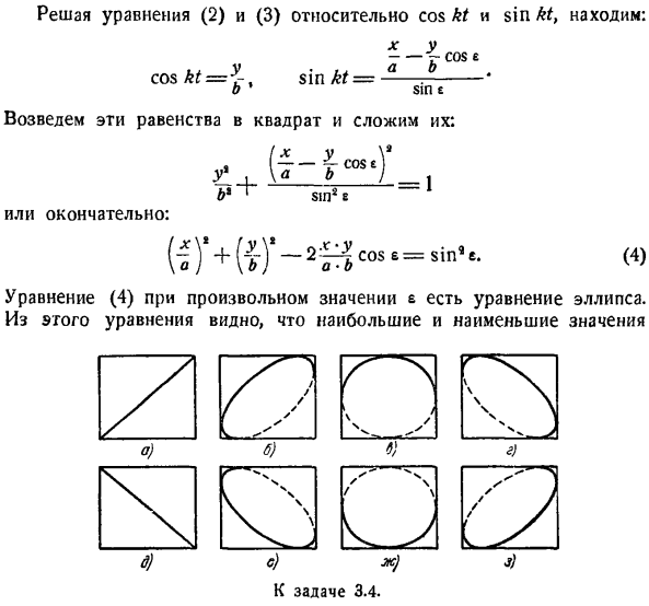 Траектория и уравнения движения точки