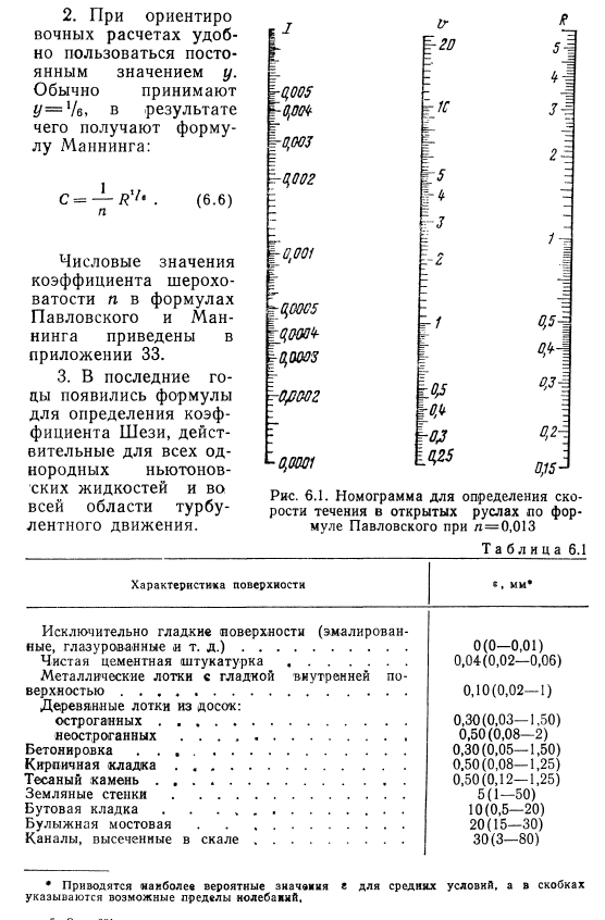  Формулы для определения коэффициента Шези