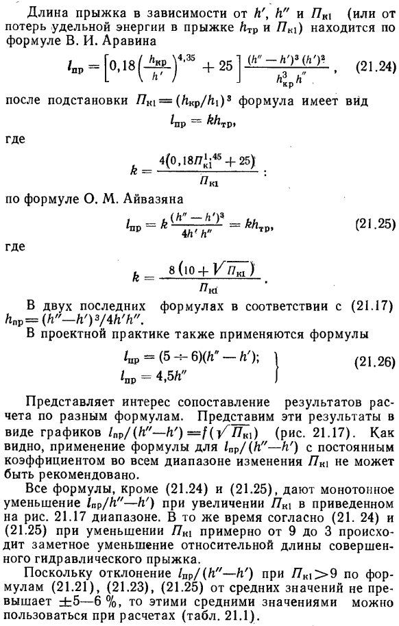 Длина совершенного гидравлического прыжка и послепрыжкового участка.