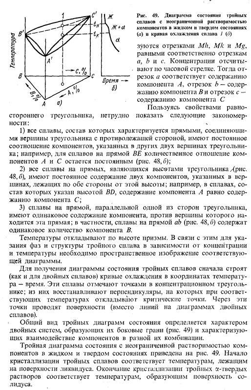 Понятие о диаграммах состояния тройных сплавов