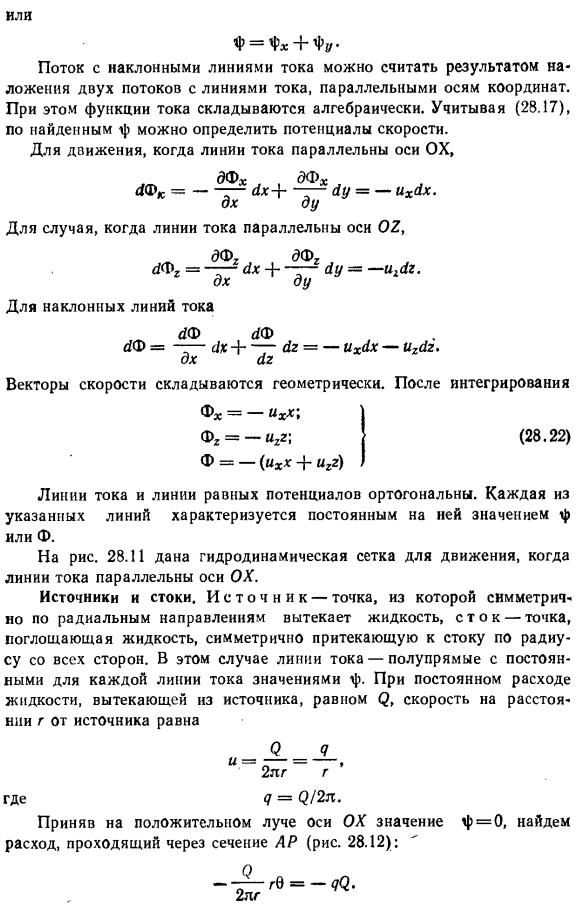 Простейшие случаи плоских потенциальных потоков. 