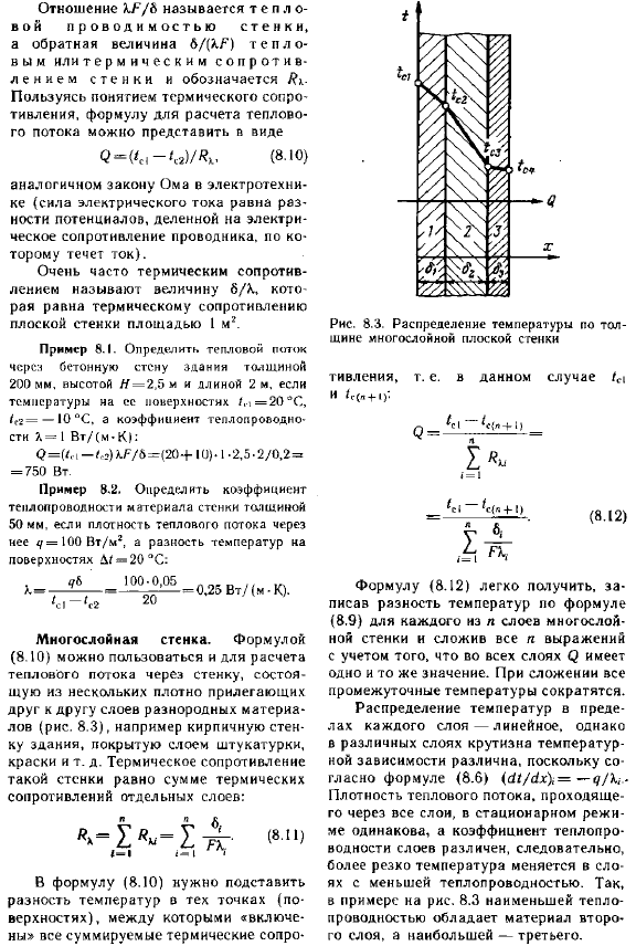 Перенос теплоты теплопроводностью при стационарном режиме