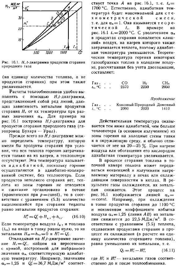 Энтальпия продуктов сгорания. H,i-диаграмма