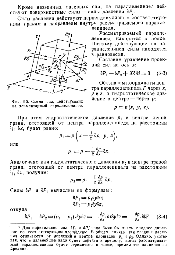 Дифференциальные уравнения равновесия жидкости (уравнения Эйлера)