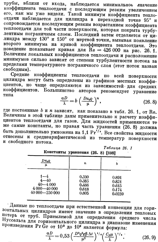 Конвективная теплоотдача при поперечном обтекании цилиндра