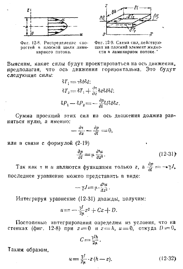 Ламинарное изотермическое равномерное движение жидкости в плоской щели