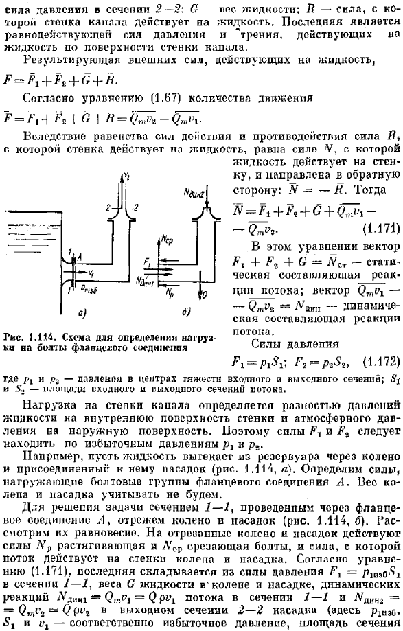 Силы действия потока на стенки канала