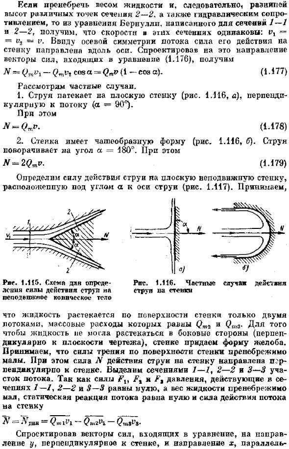 Сила действия струи на стенку