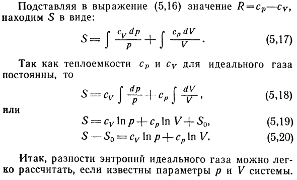 Энтропия идеального газа. 