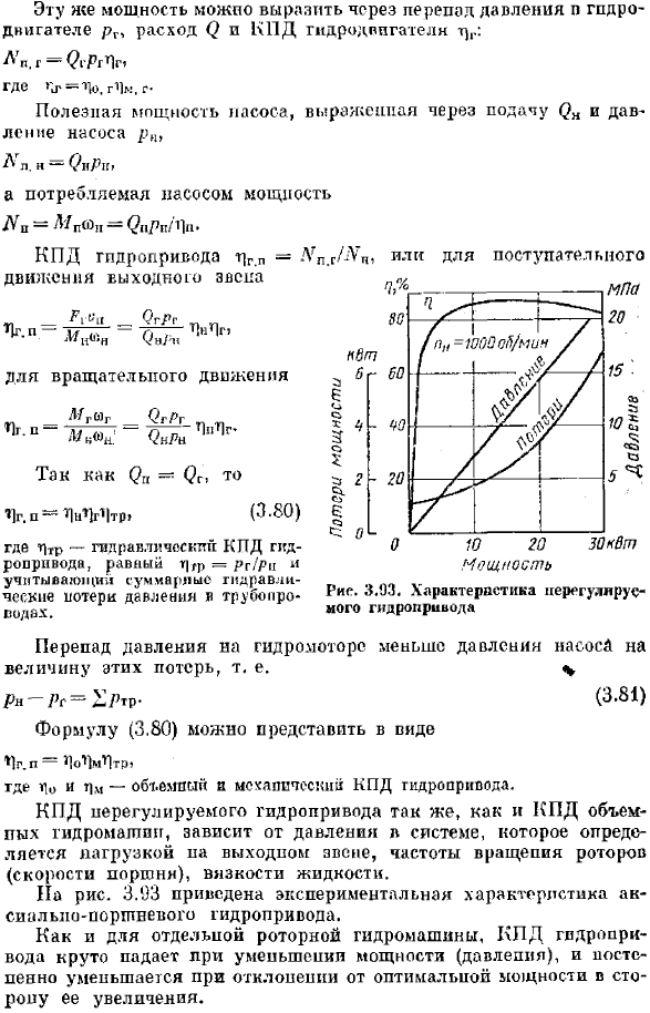 КПД нерегулируемого гидропривода