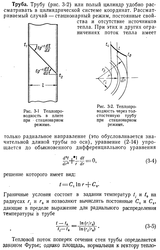 Решения простейших уравнений теплопроводности для условий стационарного режима