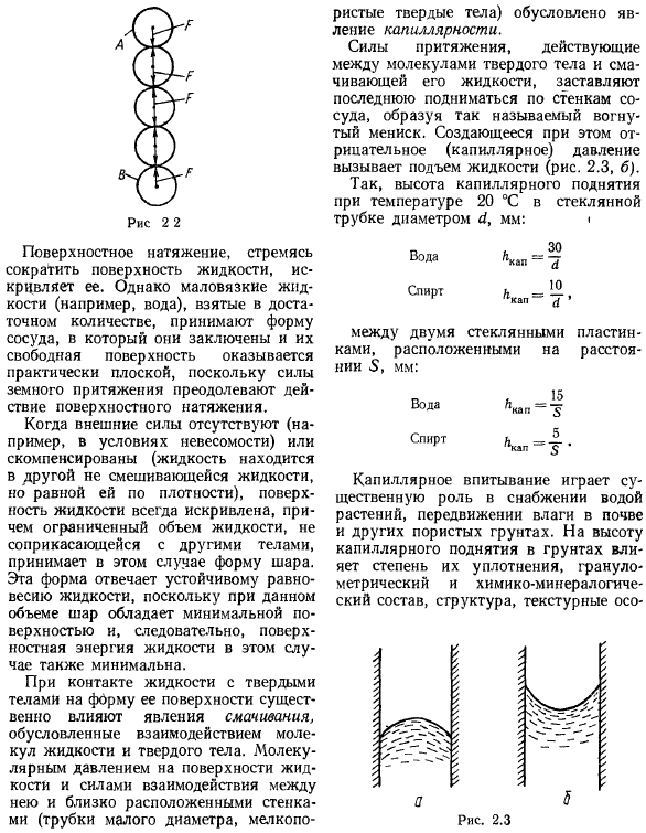 Поверхностное натяжение. Смачиваемость. Капиллярность