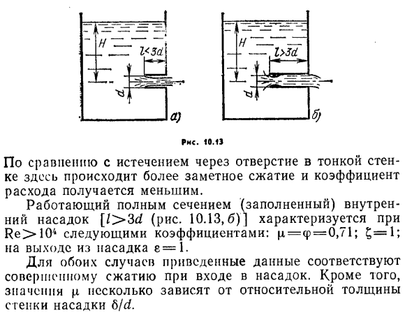 Истечение через внутренний цилиндрический насадок