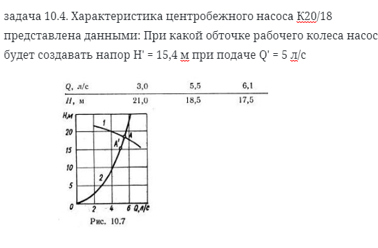 задача 10.4. Характеристика центробежного насоса