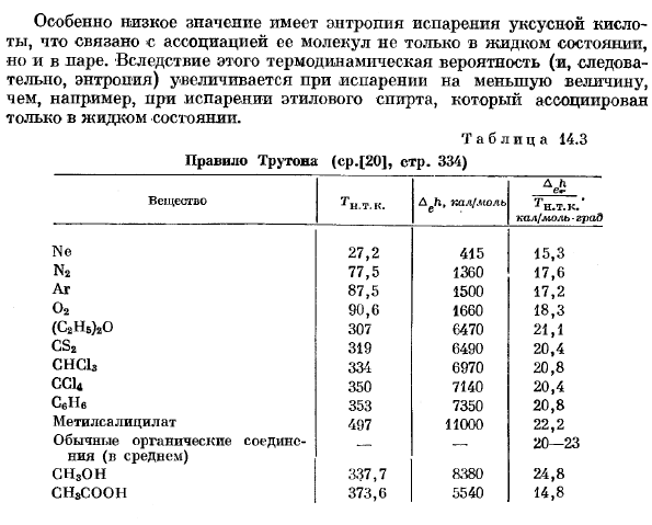 Давление пара и энтропия испарения