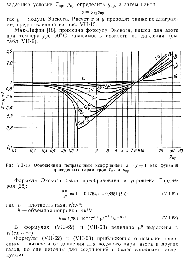 Расчеты вязкости газов, основанные на уравнении состояния реального газа.