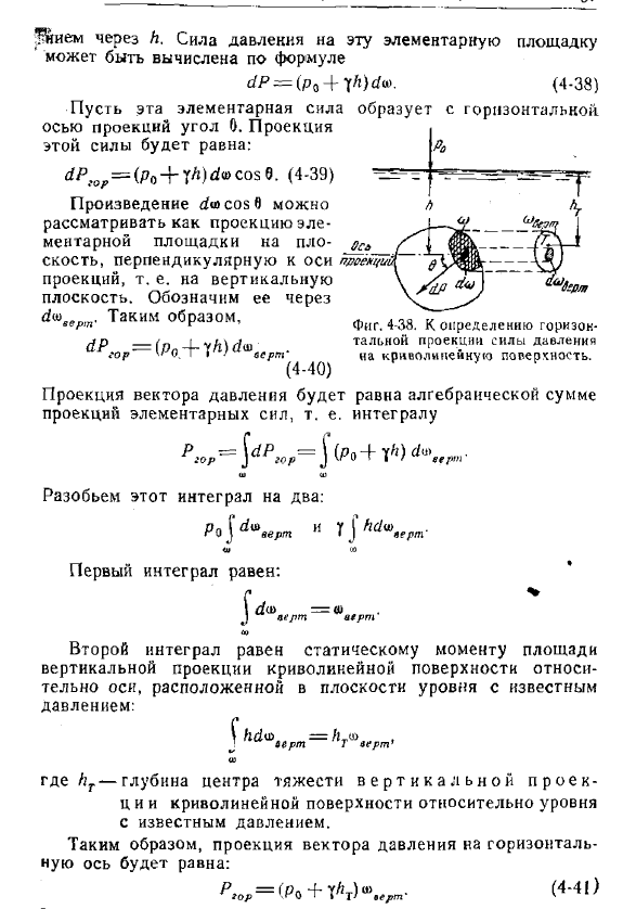 Статическое давление жидкости на криволинейные поверхности