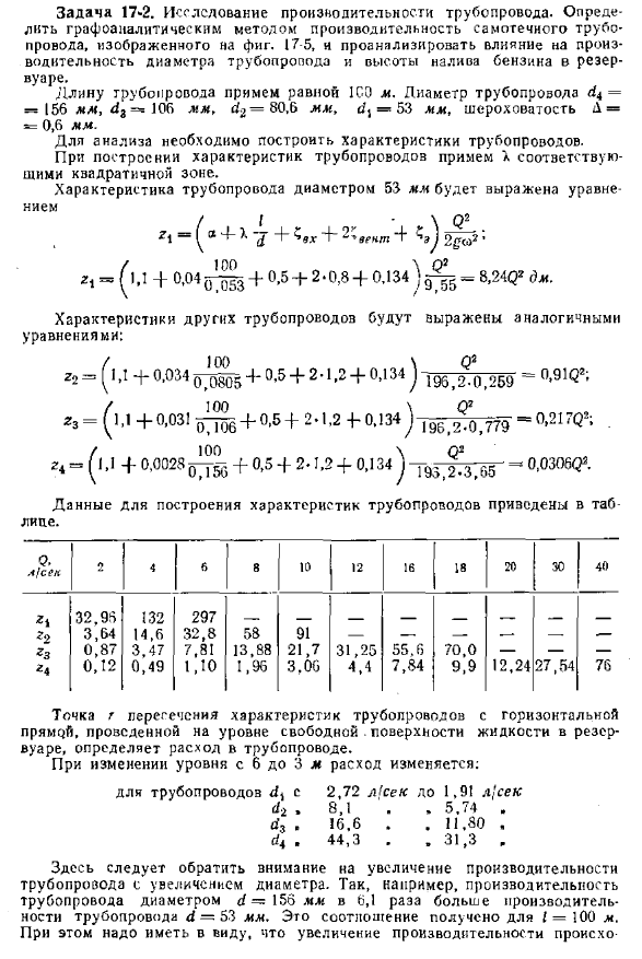 Графоаналитический метод расчета производительности сифонного или самотечного трубопровода