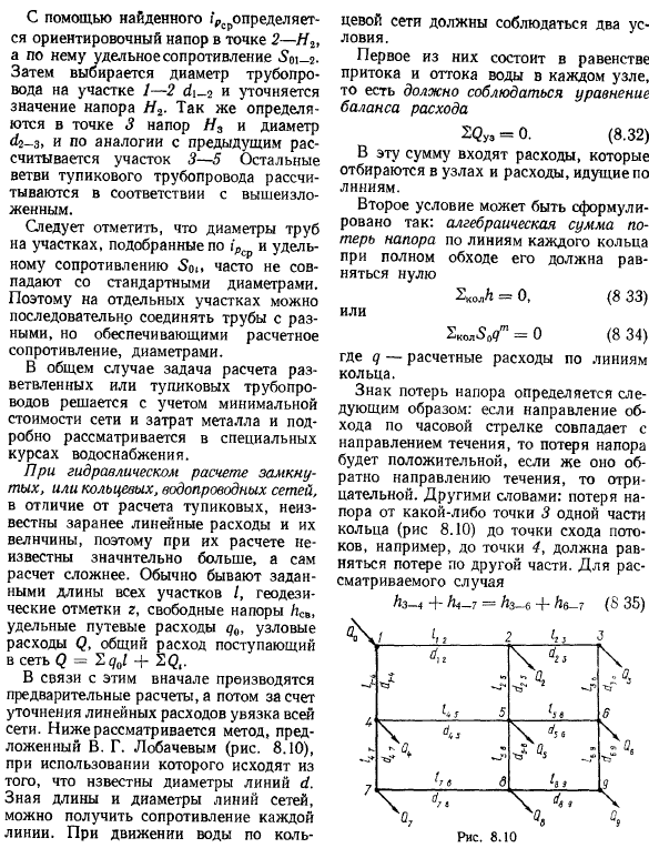 Основы расчета распределительных водопроводных сетей