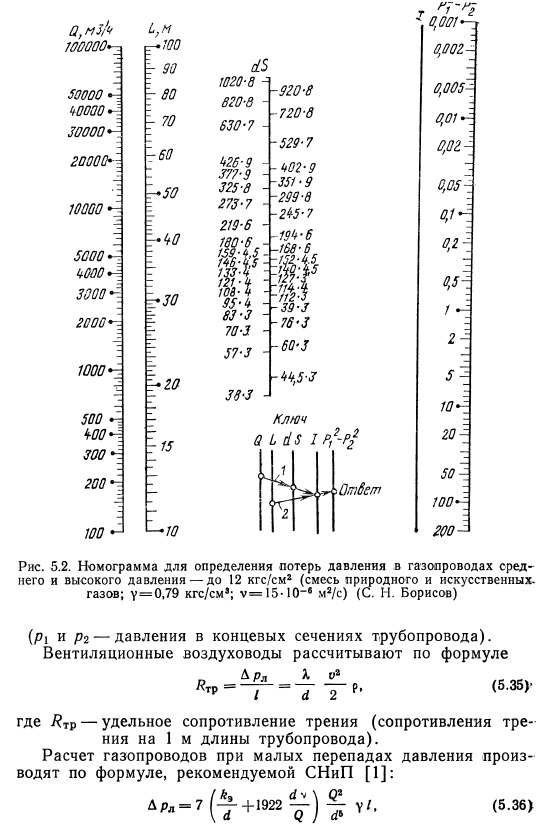 Расчет трубопроводов для газов