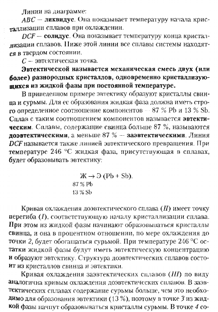 ДИАГРАММА СОСТОЯНИЯ ДЛЯ СПЛАВОВ, ОБРАЗУЮЩИХ МЕХАНИЧЕСКИЕ СМЕСИ
ИЗ ЧИСТЫХ КОМПОНЕНТОВ (I РОДА)