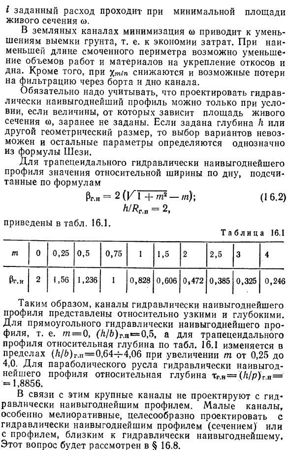 Общие сведения. гидравлически наивыгоднейший профиль.