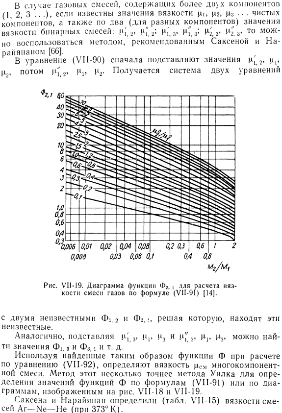 Полуэмпирические уравнения для расчета вязкости газовой смеси в области умеренных давлений