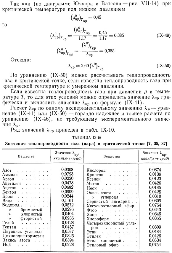 Приведенная теплопроводность газов.