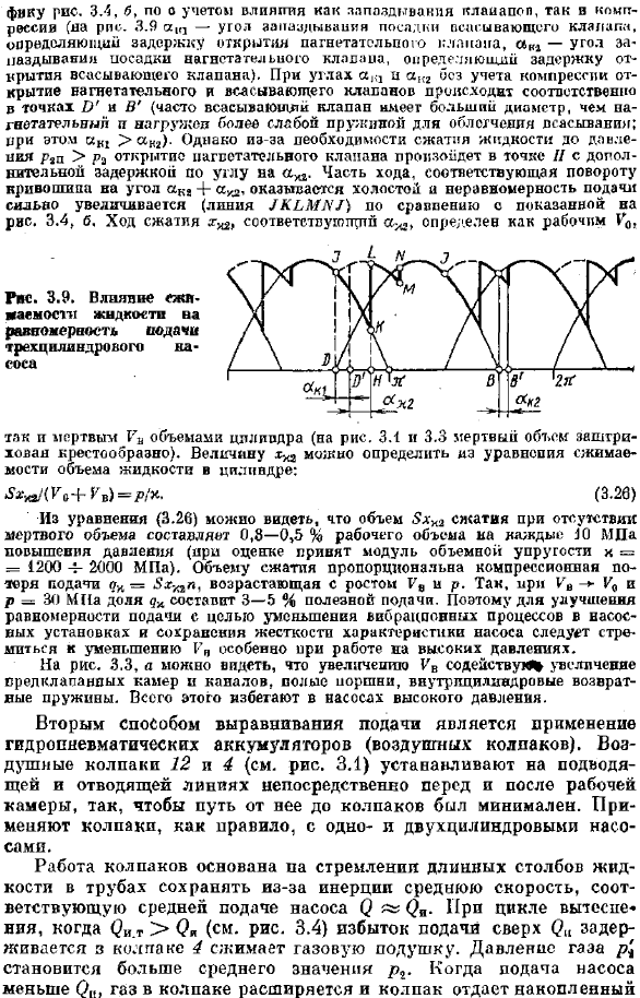 Неравномерность подачи поршневых насосов и методы ее выравнивания