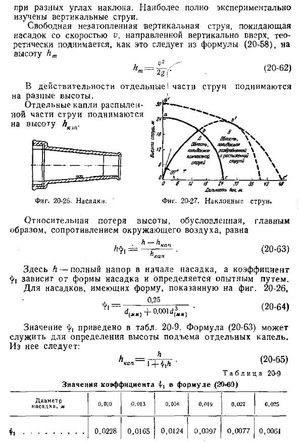 Траектория свободной струи