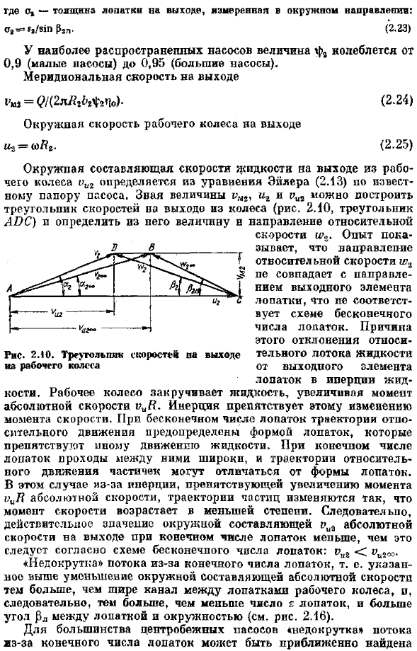 Движение жидкости в рабочем колесе центробежного насоса