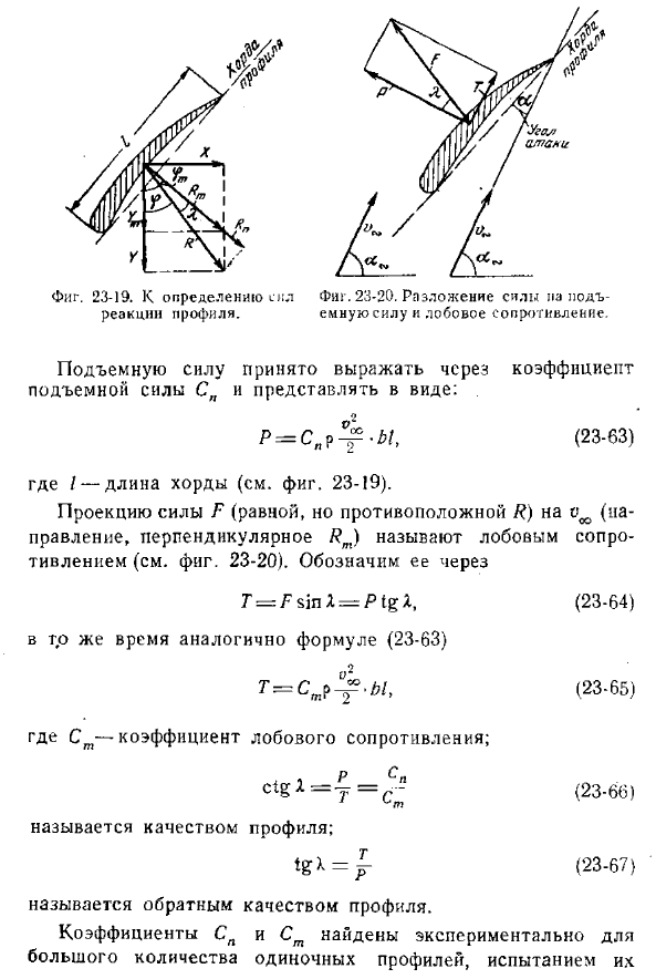 Взаимодействие жидкости с телом крылового профиля