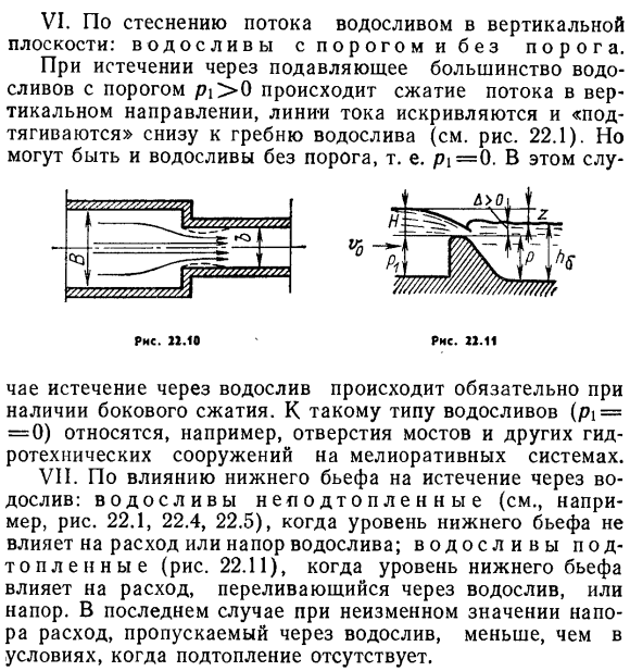 Классификация водосливов.