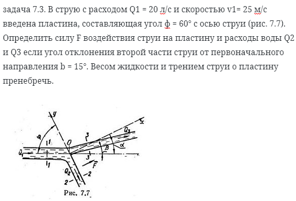 задача 7.3. В струю с расходом Q1 = 20 л/с и скоростью