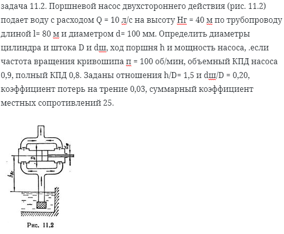 задача 11.2. Поршневой насос двухстороннего действия