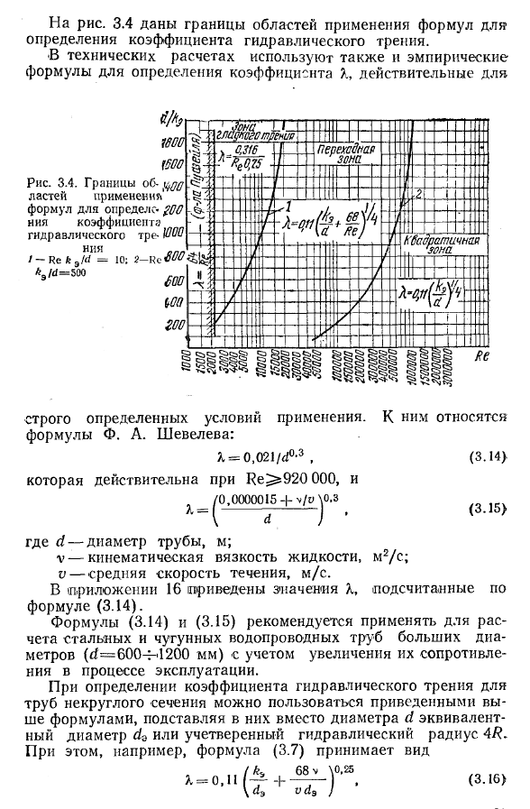 Потери напора на трение по длине трубопровода